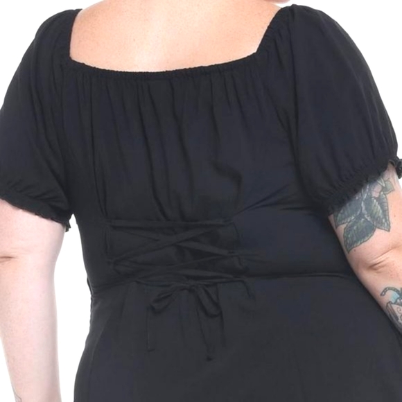 ❤️NWT HOT TOPIC SEXY LACED BLACK DRESS - PUFF SLEEVE - POCKETS - PLUS SIZE - Picture 2 of 12